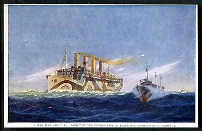 £2.50 • Buy Cunard  AQUITANIA   In War Time   Dazzlle  Camouflage. BURNELL POOLE Art 1920