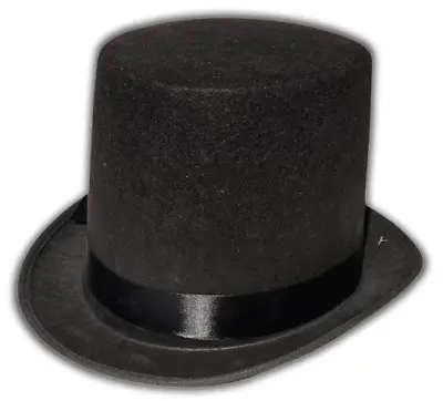 BLACK BELL TOPPER FELT TOP HAT Steampunk Magic Lincoln Magician Adult President  • $16.89