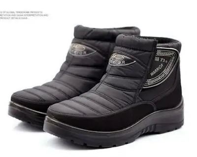 Mens Winter Mid Calf Boots Pull On Fur Lined Warm Snow Casual Ankle Shoes MOON • $44.38