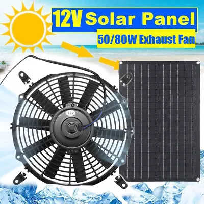 50W/80W Solar Powered Attic Fan System Roof Vent Fan For Attic / Greenhouse RVs • $35.99