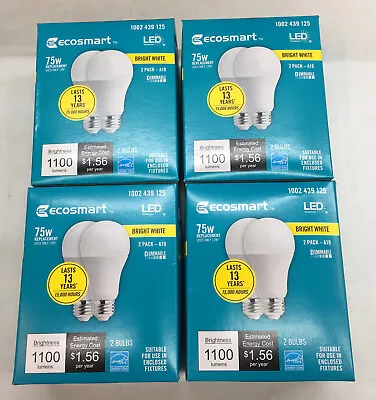 4/2pk Ecosmart 75W Dimmable Energy Star LED Light Bulb Bright White 1100 Lumens  • $29.15