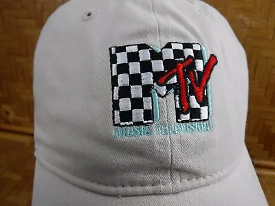 MTV Music Television Hat Stitched Checkered Adult Beige Adjustable Cap  ST214 • $21.99