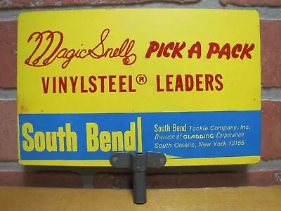 MAGIC SNELL VINYLSTEEL LEADERS Vintage 2x Fishing Ad Sign SOUTH BEND TACKLE Co • $125