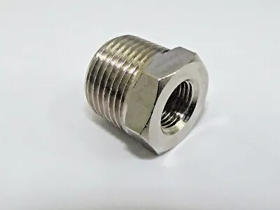 Bsp Reducer Male 3/8  Male To 1/4  Bsp Female Nickel Plated For Pneumatics Etc • £2.99