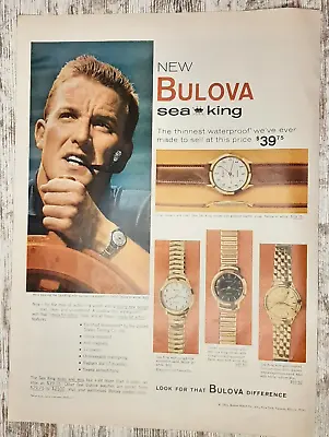 $9.99 • Buy 1959 Bulova Vintage Print Ad Watch Sea King Men Waterproof Wrist Gold Pipe Boat