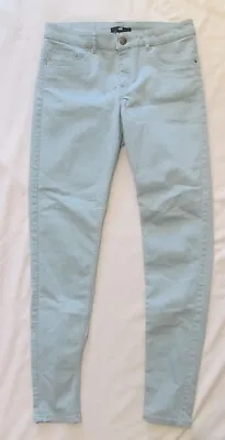 H&M Dividend Mint Green Skinny Jeans Women's 8 Stretch Denim Mid-Rise ~ NICE • $12