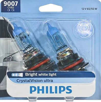 Philips Pack Of 2 CrystalVision Ultra Upgrade Bright White Headlight Bulbs 9007 • $32.40