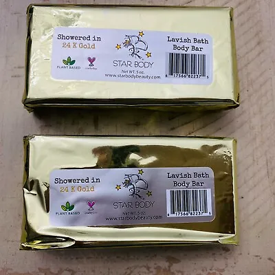 24 K Gold Body Bar 100% Natural & Handmade Anti Aging 2 Bars Of Soap NEW • £15.83