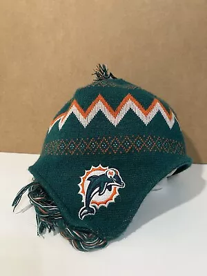 NFL Miami Dolphins Beanie Hat Cap Pom Football Boys Size 8-20 Youth Blue Orange • $18.88