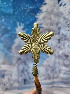 Mini Gold Glittered Snowflake Star Miniature  Christmas Tree Topper Euc • $8