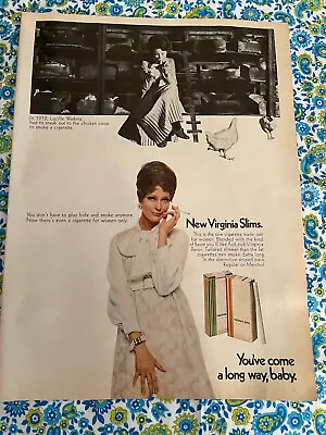 Vintage 1969 Virginia Slims Cigarette Print Ad “You’ve Come A Long Way Baby” • $3.88