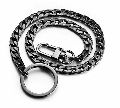 NEW Black Link Biker Trucker Punk Wallet Chain 16   Long Electroplated Polished • $9.88