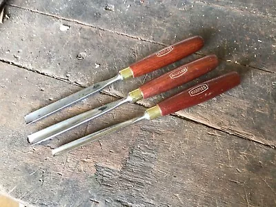 3 Old Marples Carving Gouges. 9/16” Shallow + 3/8” & 5/8” Deeper Gouges. • $11.37