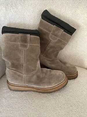 Moncler  Womens Boots Down Trimmed Suede Shoes  Size 38 US 8 Winter • $100