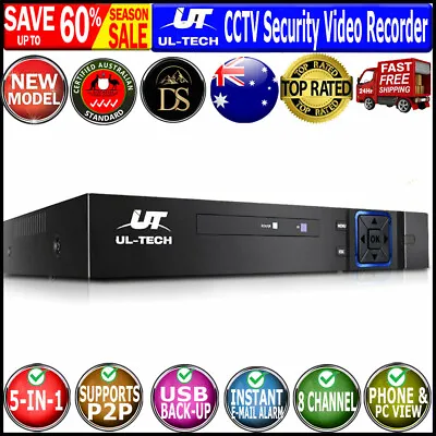 UL Tech 8 Channel CCTV Security Video Recorder DVR 8ch 1080N AHD Camera Network  • $69.53