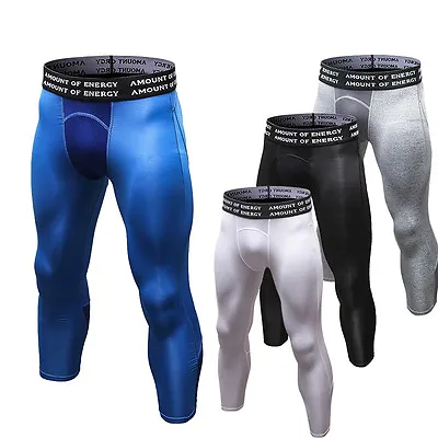 Mens Compression 3/4 Capri Shorts Baselayer Cool Dry Sports Tights Workout Pants • $9.89