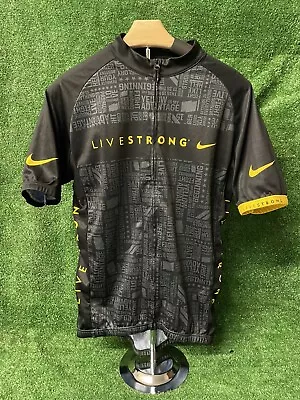 Nike Livestrong Mens Cycling Shirt Sz Large Black Yellow Lance Armstrong Jersey • $45