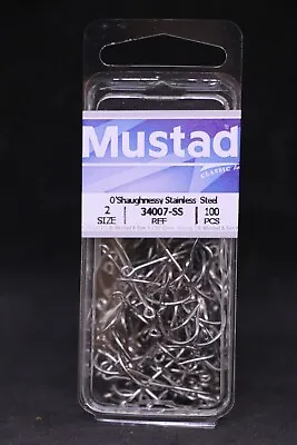Mustad 34007SS-02 Size 2 Saltwater Stainless Steel O'Shaughnessy Hooks 100 Pack • $18.99