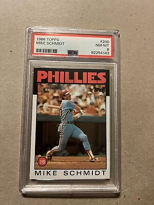 1986 Topps #200 Mike Schmidt Psa 8 Nm-mt Philadelphia Phillies Hof New Holder • $22.90