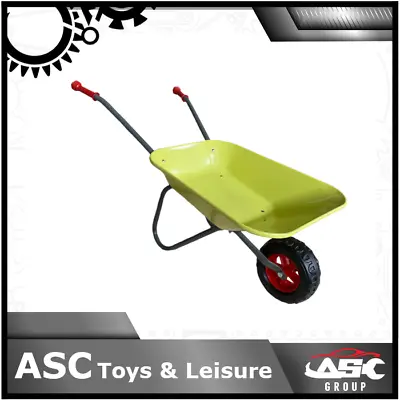 New Child Kids Metal Wheelbarrow - Light Green / Grey - Toy Play Farm Garden • £24.95