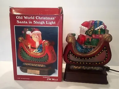 Old World Christmas Santa In Sleigh Light GLASS 1994 Original Box EM Merck • $55
