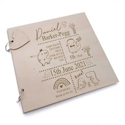 Personalised Baby Birth Scrap Book Album Record Book Dinosaur Design LWOD-59 • £15.99