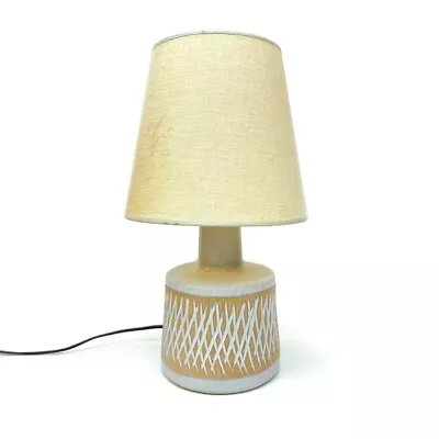 Marshall Studios 105 Small Table Lamp W/ Shade Matte White Incised Lines Martz • $750