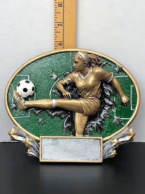 $80 • Buy Lot Of 10 Color Resin FEMALE Soccer Oval Trophy Plaque MX2006