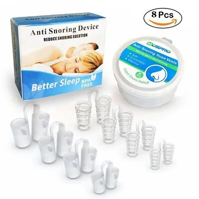 8pcs Stop Snoring Nose Vents Clip Anti Snore Sleep Apnea Nasal Dilators • £3.80