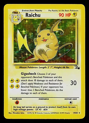 Pokemon Card - Raichu Fossil 14/62 Holo Rare • $14.99