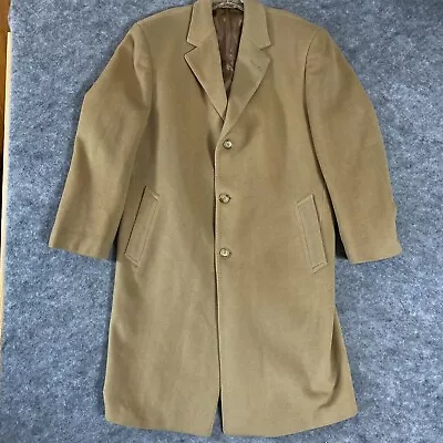 Tasso Elba Overcoat Cashmere Wool Blend 42R Tan 48 Inches • $59.97
