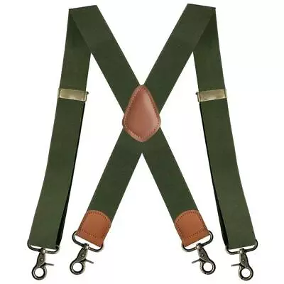 Vintage Suspenders Men Heavy Duty 4 Snap Hooks For Belt Adjustable X Back New • $13.89