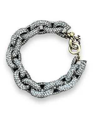  J Crew Pave Crystal Chunky Chain Link Statement Bracelet 8  • $35.99