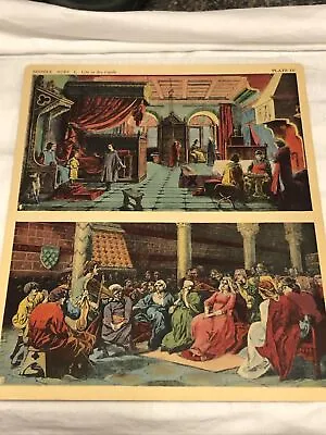 Vintage 1933 Art Print Middle Ages Life In The Castle French King Troubadour • $19