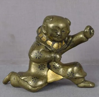 19c Japanese Mixed Metal SCROLL WEIGHT Chinese Boy • $395