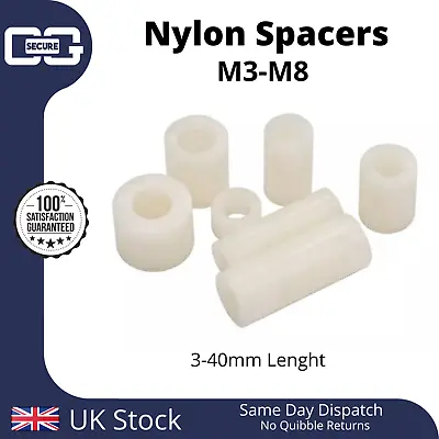 White Nylon Standoff Plastic Spacers Washers M3 | M4| M5| M6 | M8 | 3-40mm • £28.65