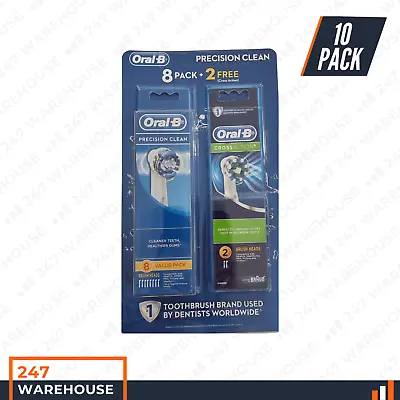 10PK Oral B Precision Clean Genuine 8Precision Clean + 2Crossaction Brush Heads • $45