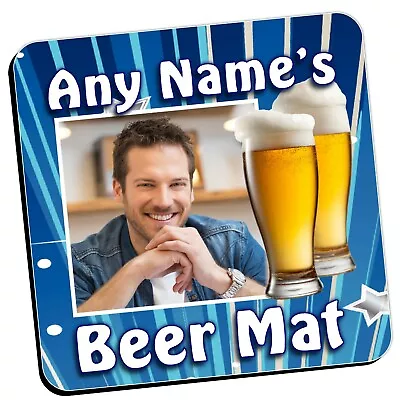 Personalised Photo Coasters Any Name Birthday Christmas Beer Drinks Mat Gift N4 • £3.60