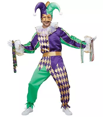 Mardi Gras Jester Crown Carnival Harlequin Festival Parade Mens Costume • $81.70
