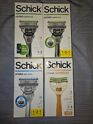 Lot Of 4 Schick Hydro 5 Sensitive Dry Skin Xtreme 3 Bamboo Mens Razors • $24.99