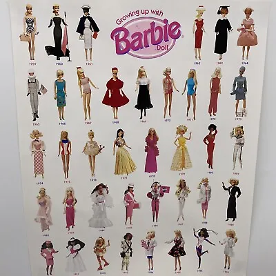 Vintage ‘Growing Up With Barbie Doll’ 1959-1997 16x20 Poster By Mattel NOS • $15