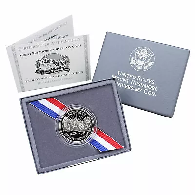 1991 S Mount Rushmore Proof Commem C-N Clad Half Dollar Box & COA • $19.32