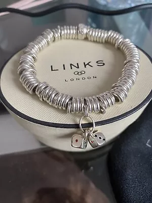 Genuine LINKS OF LONDON Assay Hallmarked Sterling Silver Charm Sweetie Bracelet • £50