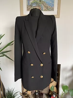 Stunning ZARA Black Double Breasted Shoulder Pad Blazer Jacket Size XS Dress • $74.69