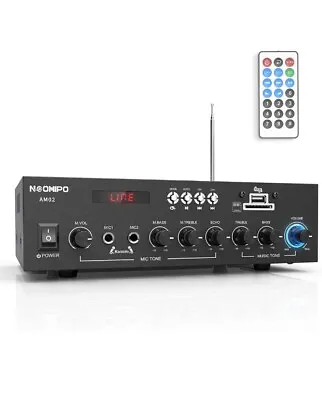 NEOHIPO AM02 300Watts Bluetooth 5.0 Class AB Stereo Audio Receiver Amplifier... • £27.98