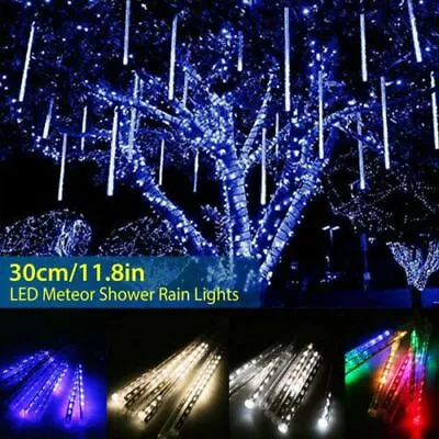 144LED Waterproof Lights Meteor Shower Rain 8 Tube Tree Outdoor Light Xmas Decor • $14.99