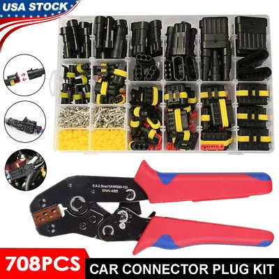 708Pcs 1-6 Pin Car Automotive Waterproof Electrical Wire Connector Plug Kit Set • $19.49