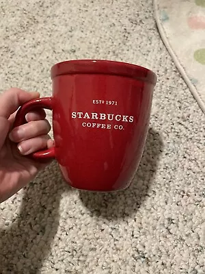 Vintage STARBUCKS COFFEE Mug Red White Estd 1971 Barista 2001 18 Oz • $9