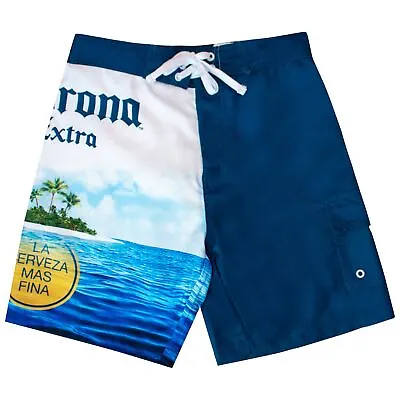 Corona Extra Beach Scene Board Shorts Blue • $22.99