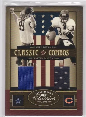 MIKE DITKA WALTER PAYTON 2005 Donruss Classics Classic Combos Dual Jersey #'d/75 • $99